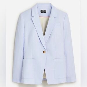 J.Crew Helena Blazer Twill  Light Blue Single Button Viscose Stretch Womens 10